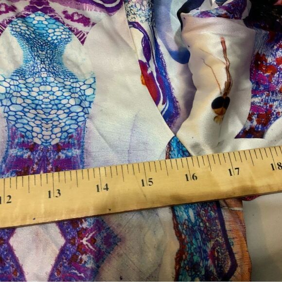 UNBREAK.IT Silk dress MARY MICROSCOPY  with 3/4 sleeves stand up collar D8 - Picture 11 of 12